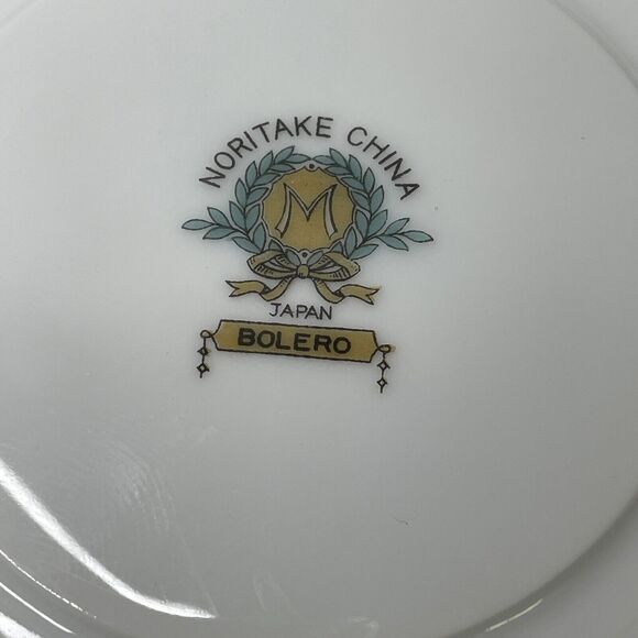 Noritake China‎ Japan BOLERO Green Tan Scrolls Floral Rim Tea Cup Saucer 5-5/8" - Picture 6 of 7